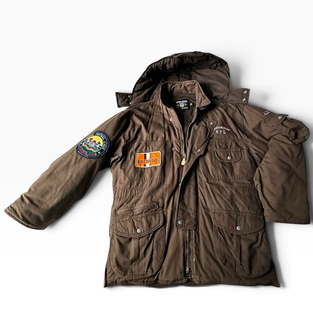 Vintage Cleveland Browns Mirage First String NFL Stadium Members Club Coat LARGE